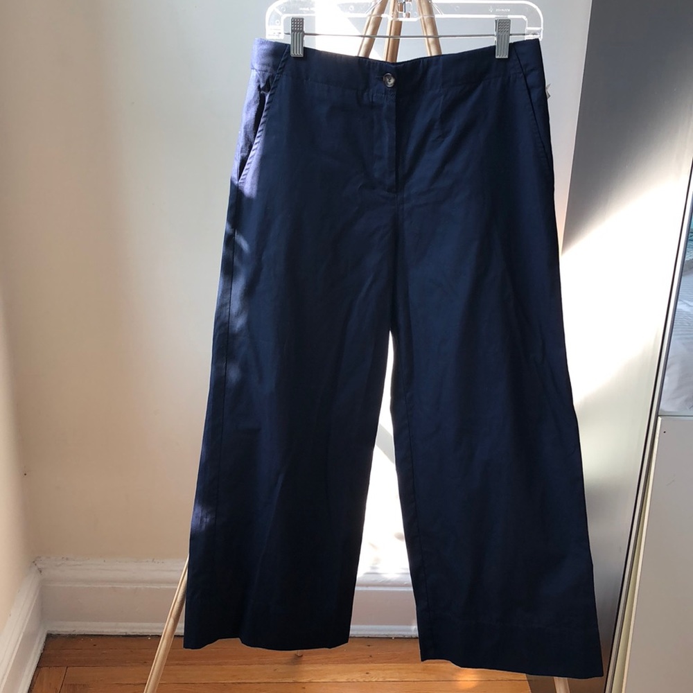 Isola Marras Designer Pure Cotton navy wide leg pants